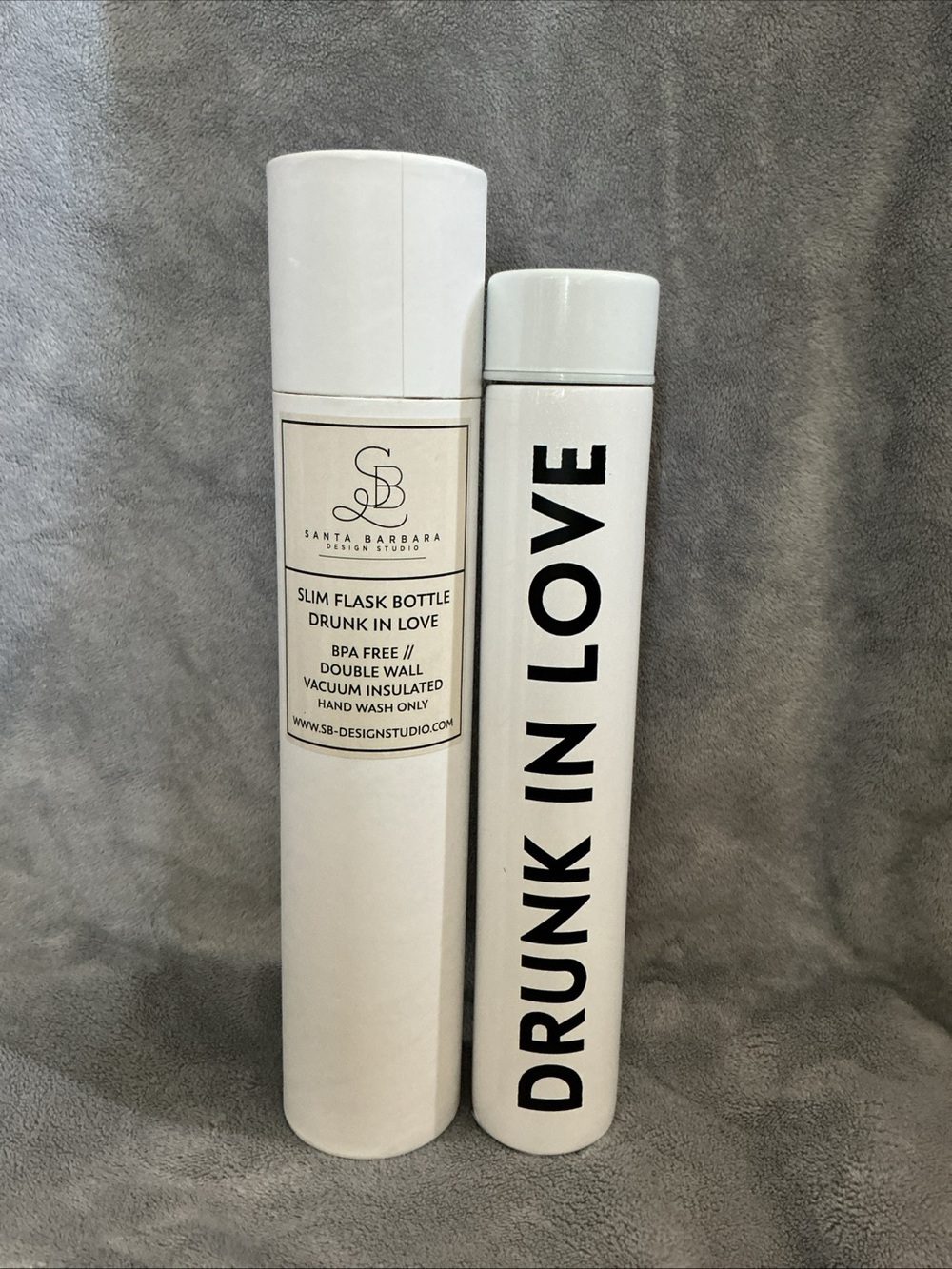 Santa Barbara 'Drunk In Love' Slim White Flask Bottle